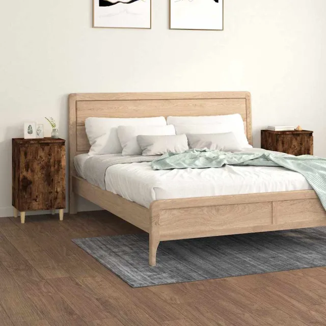 vidaXL Nachtkastjes 2 st 40x35x70 cm bewerkt hout gerookt eikenkleurig Bruin