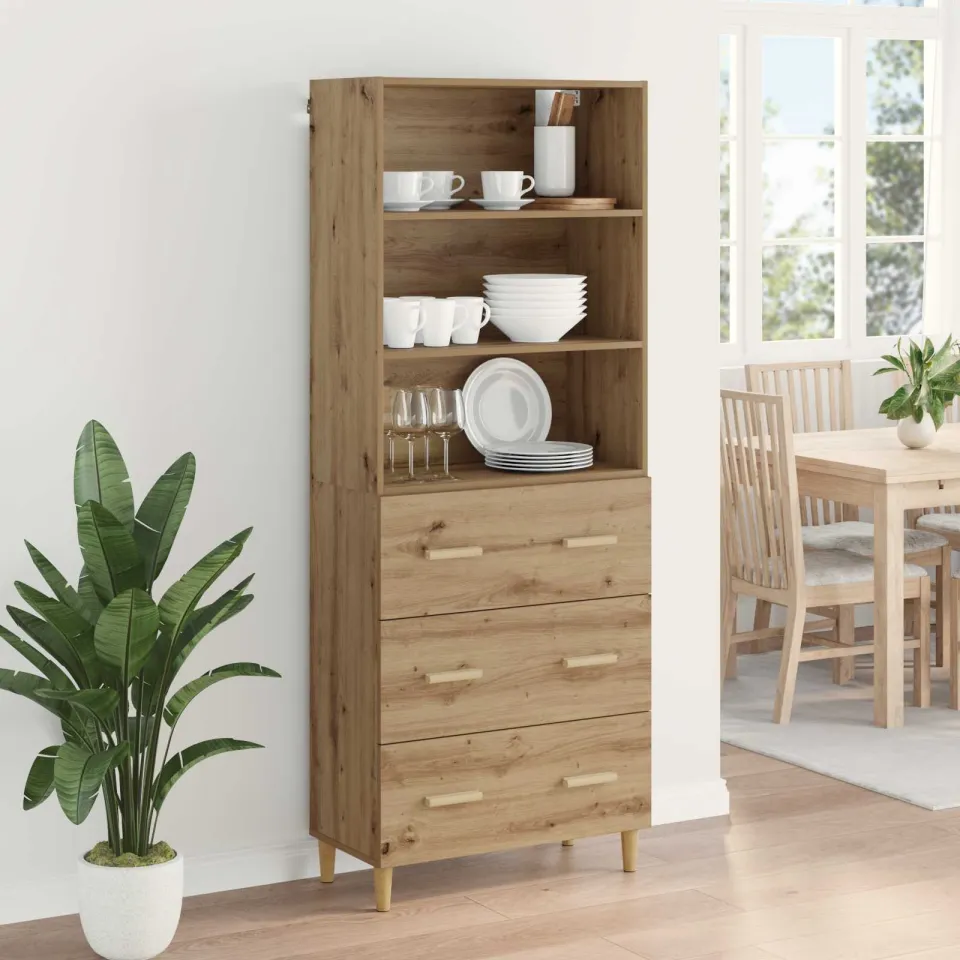vidaXL Hoge kast Artisan Eiken 69,5 x 32,5 x 180 cm Bewerkt hout, foto 4