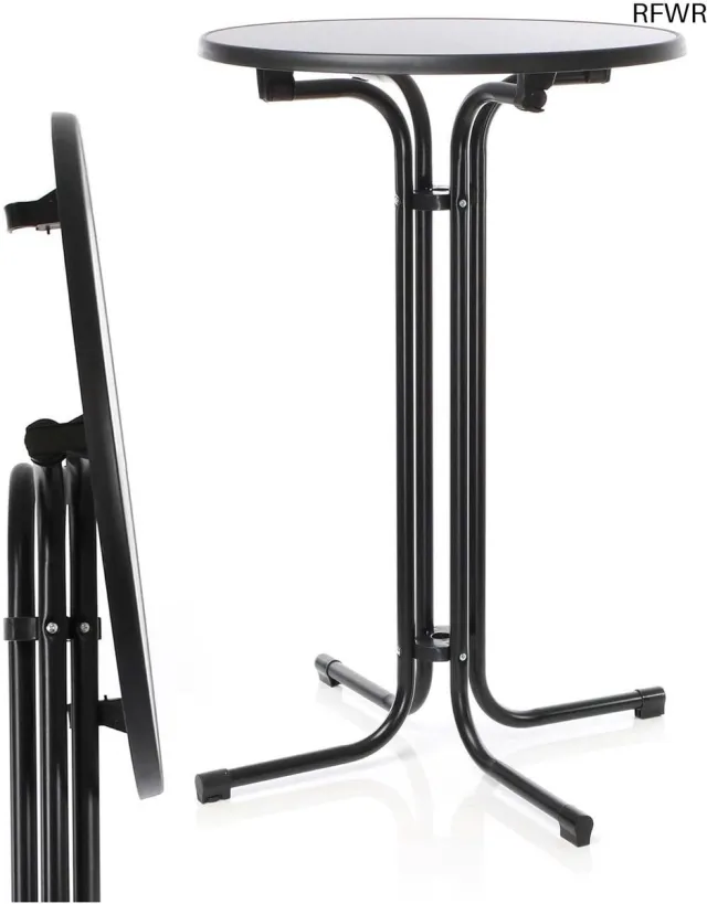 RFWR Inklapbare Ronde Bistrotafel Ø80 cm - Statafel voor Binnen en Buiten - 110 cm Hoog Zwart