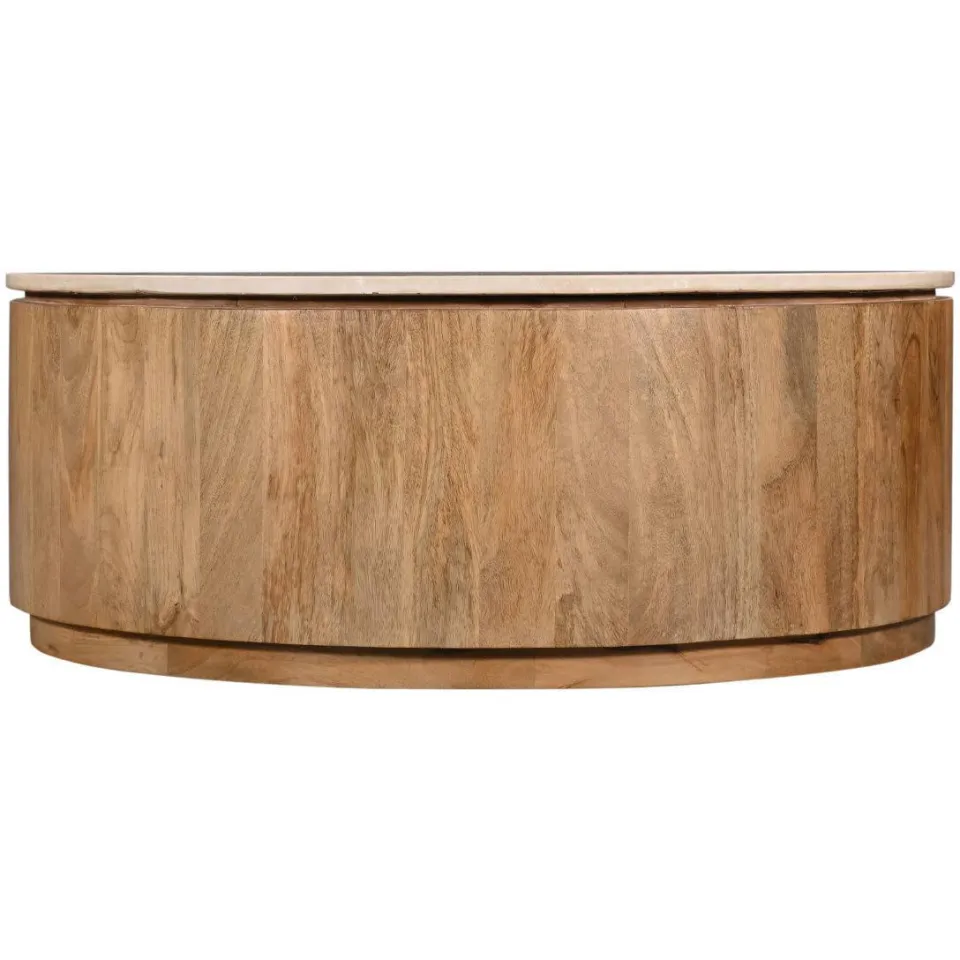 Giga Meubel Salontafel Elan Rond - Travertin - Naturel - 90x90x35cm, foto 2