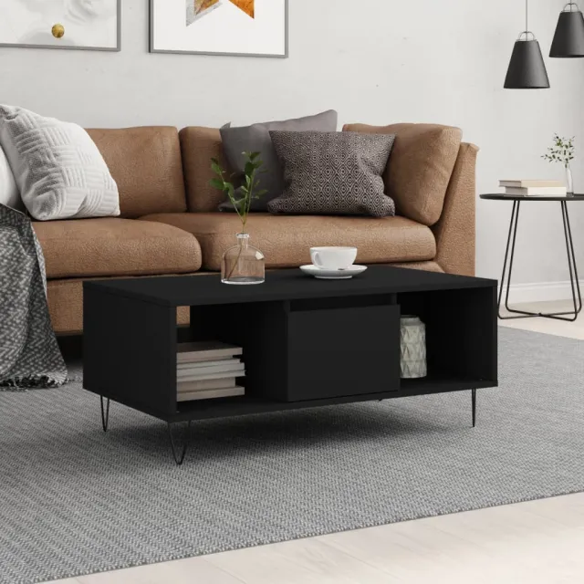 vidaXL Salontafel 90x50x36,5 cm bewerkt hout zwart, foto 2