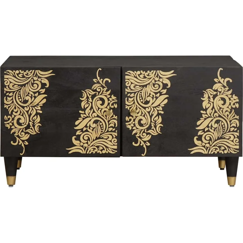 vidaXL Salontafel Zwart 80 x 50 x 40 cm Massief Mango Hout, foto 3