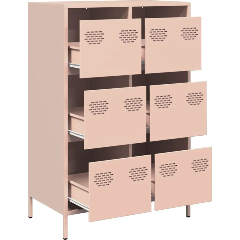 vidaXL Hoge kast 68x39x101,5 cm staal roze, foto 4