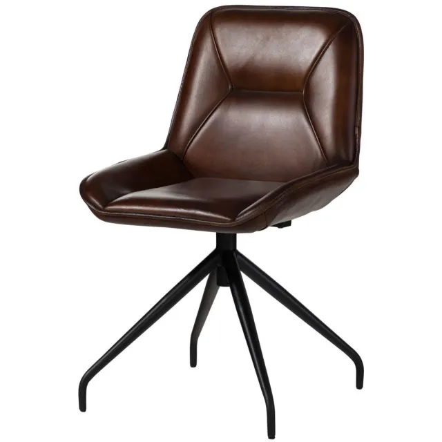 MASSIVMOEBEL24 .DE gestoffeerde stoel bruin echt leer gemonteerd IRON LABEL #108