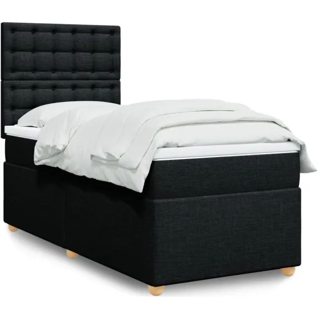 vidaXL Boxspring met matras stof zwart 80x200 cm