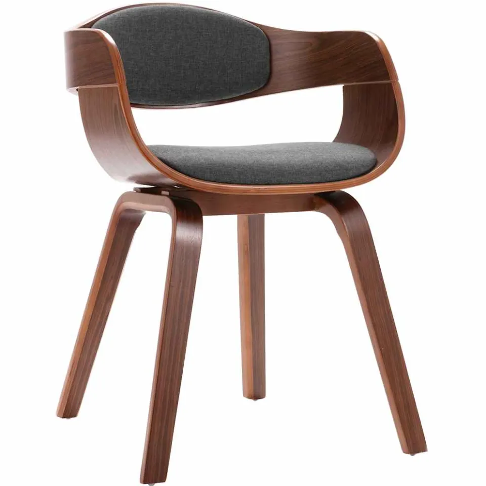vidaXL Eetkamerstoelen 4 st gebogen hout en stof grijs
