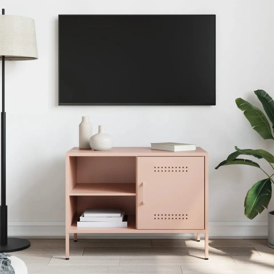 vidaXL Tv-meubel 68x39x50,5 cm staal roze, foto 3