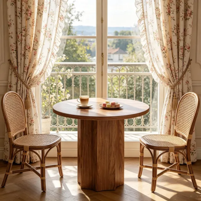 MODENUIT Eettafel - Ronde Tafel Met Houtlook Voor Eethoek En Woonkamer - MDF - Bruin - 80 x 80 x 75 cm