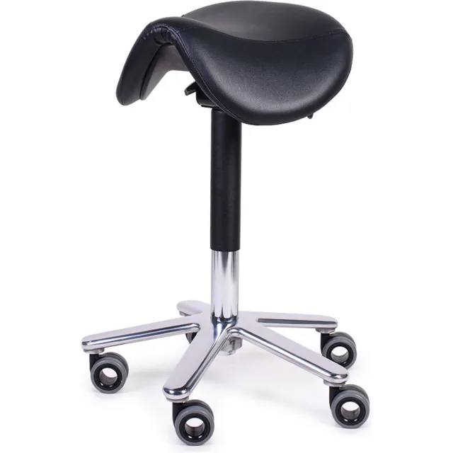 Firmseats Ergonomische Zadelkruk op Wielen - Assistant Zadel - hygiënische wielen Zwart