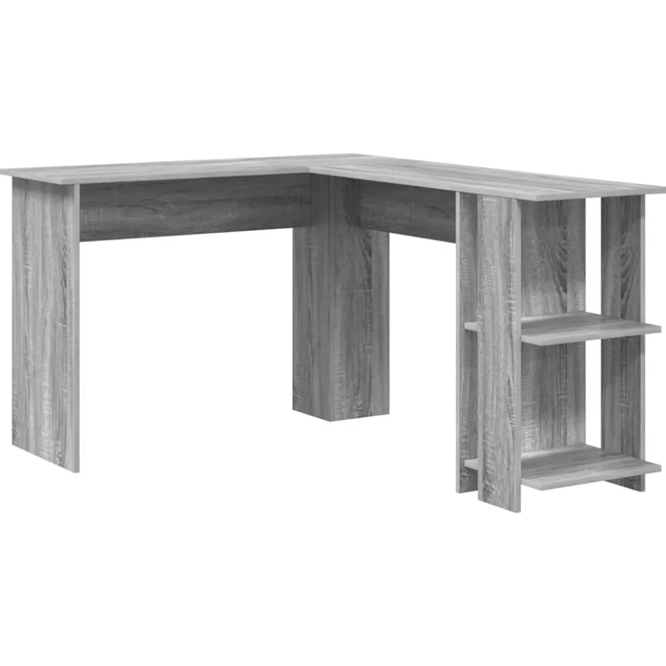 vidaXL Hoekbureau Grijs Sonoma 140 x 113,5 x 75 cm Bewerkt hout, foto 3
