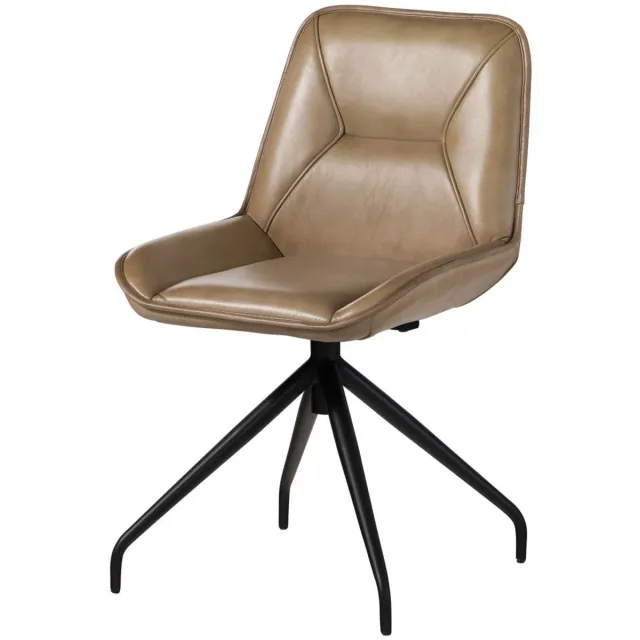 MASSIVMOEBEL24 .DE gestoffeerde stoel beige echt leer gemonteerd IRON LABEL #608