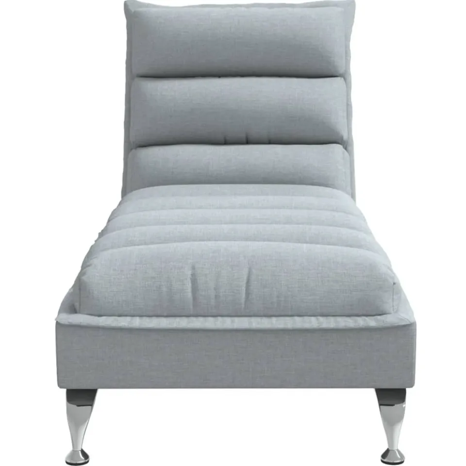 vidaXL Chaise longue met kussens stof lichtgrijs grijs, foto 4