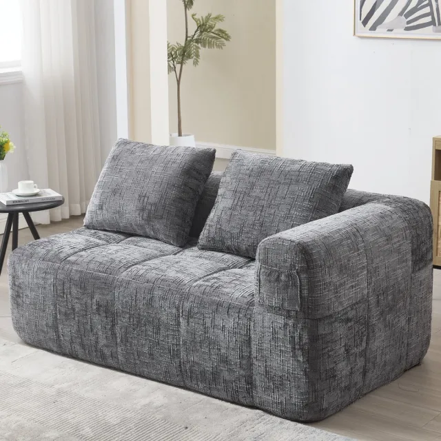 Wishdor 2-Zits Sofa - Liggedeelte En Zijvakken - Modern Design - Voor De Woonkamer - Chenille - Grijs - 158 X 90 X 60 Cm