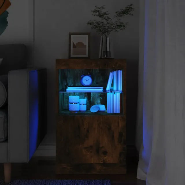 vidaXL Dressoir met LED-verlichting 41x37x67 cm gerookt eikenkleurig, foto 2