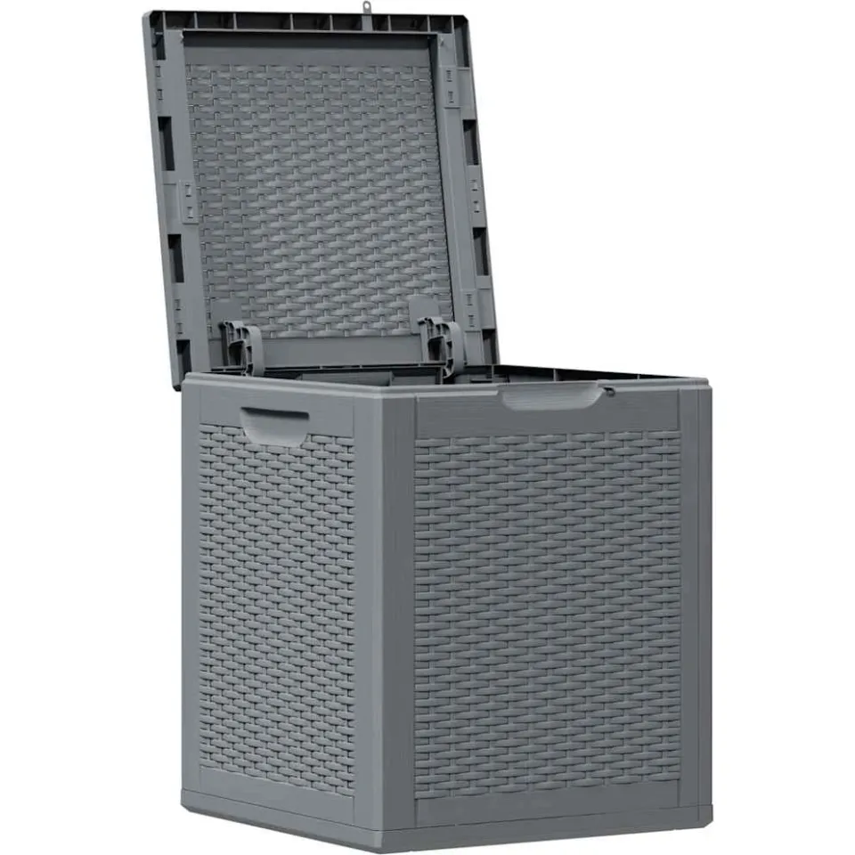 vidaXL Tuinbox 90 L PP rattan grijs, foto 4
