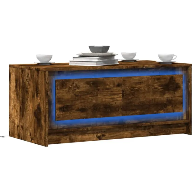 vidaXL Salontafel met LED-verlichting bewerkt hout gerookt eikenkleur Bruin
