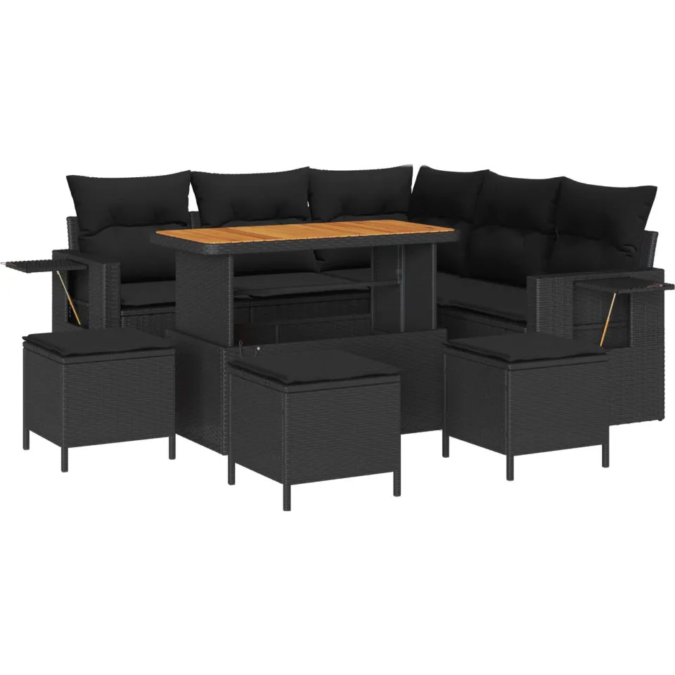 vidaXL Tuin Sofa Set 9 st Zwart poly rattan