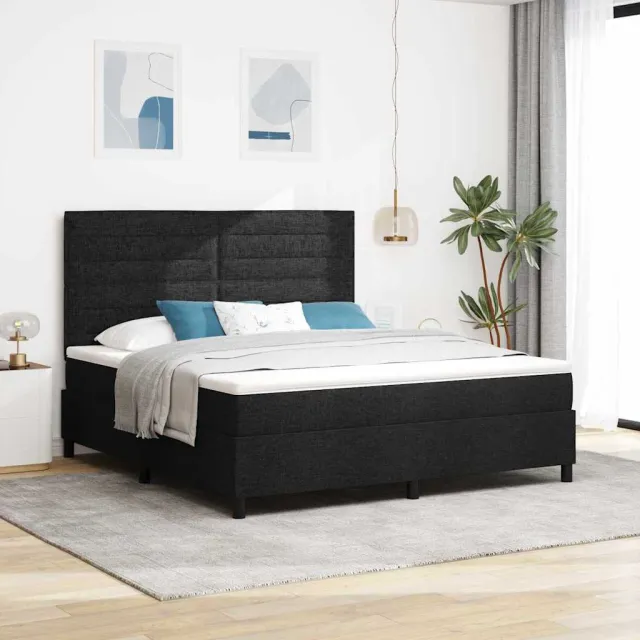 vidaXL Boxspring bed met matras met LED Zwart 180 x 200 cm Stof