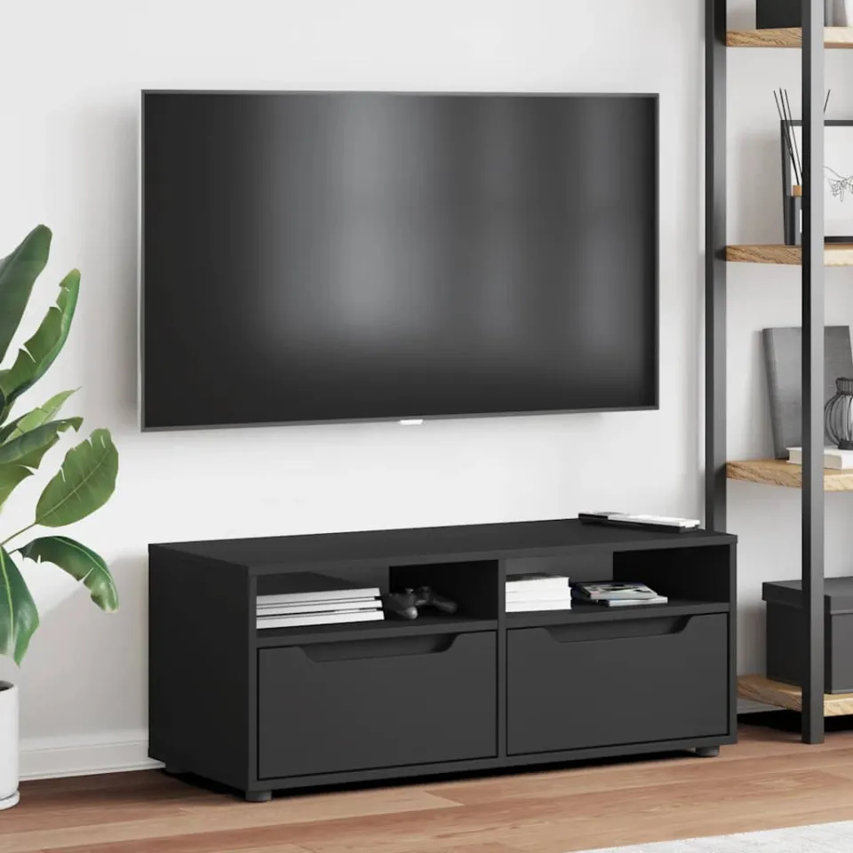 vidaXL Tv-meubel VISNES 100x40x38 cm bewerkt hout zwart, foto 4
