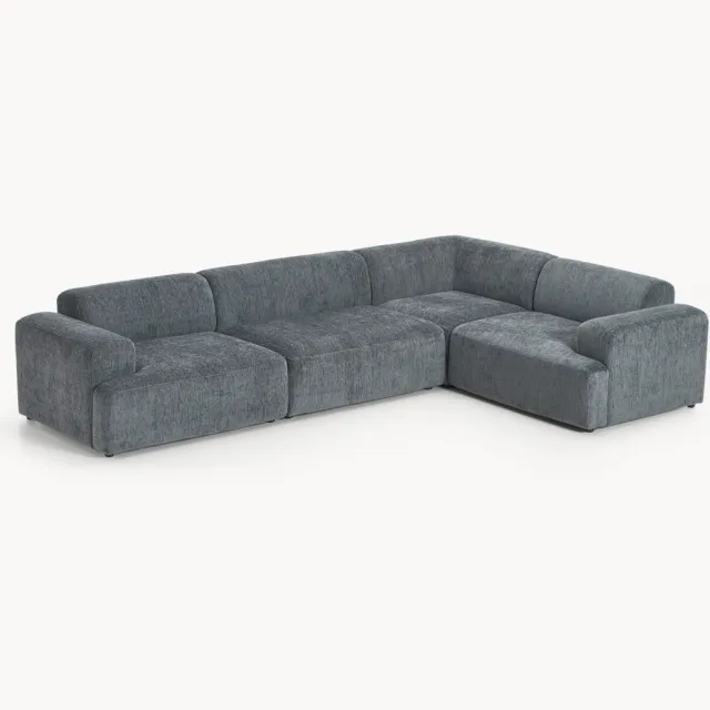 Westwing Collection Grote hoekbank Melva (4-zits) blauw