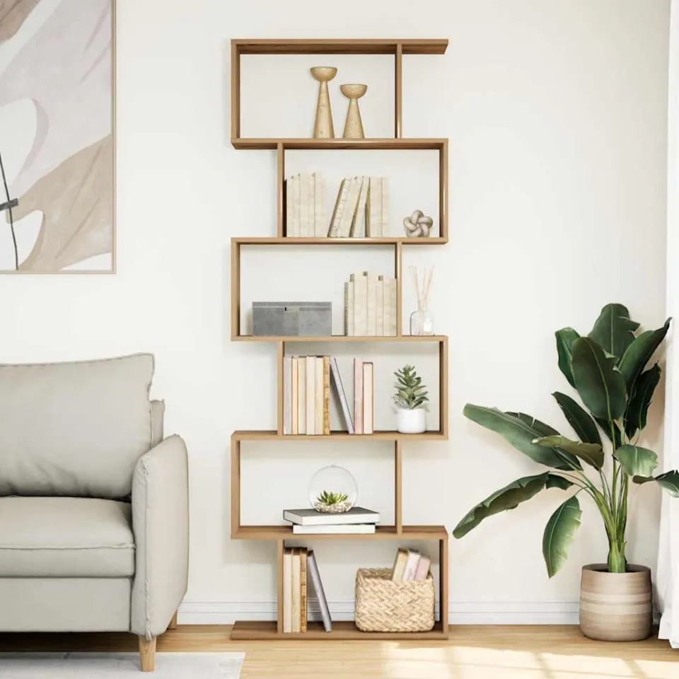 vidaXL Kamerscherm / boekenkast 6-laags 70x24x193 cm hout artisanaal bruin, foto 2