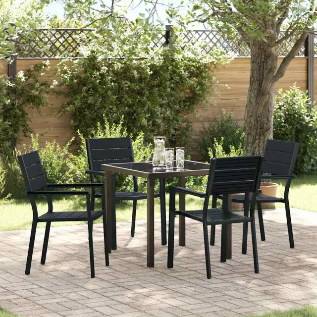 vidaXL Tuin eettafelset 5 st Zwart Gepoedercoat staal, foto 2