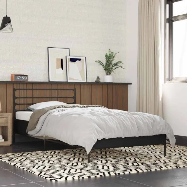 vidaXL Bedframe bewerkt hout en metaal zwart 100x200 cm