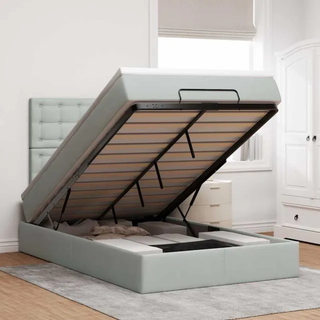 vidaXL Ottoman bed met matrassen 120x200cm fluweel lichtgrijs grijs