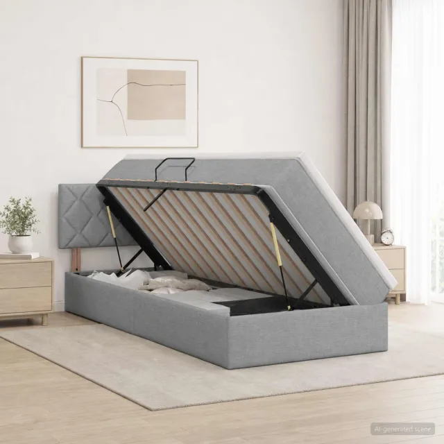 vidaXL Opbergbed met matras Lichtgrijs 90 x 200 cm fluweel