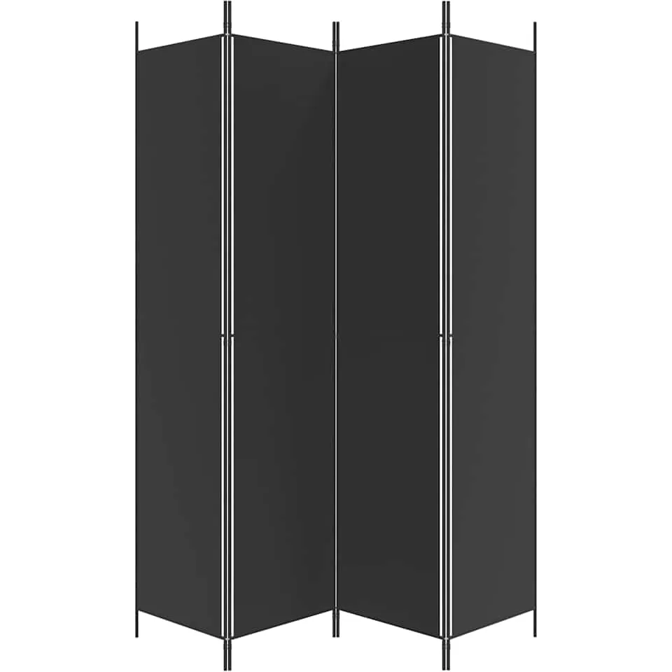 vidaXL Kamerscherm met 4 panelen 200x220 cm stof zwart, foto 5