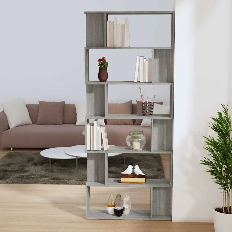 vidaXL Boekenkast/kamerscherm 80x24x192 cm bewerkt hout grijs sonoma, foto 3