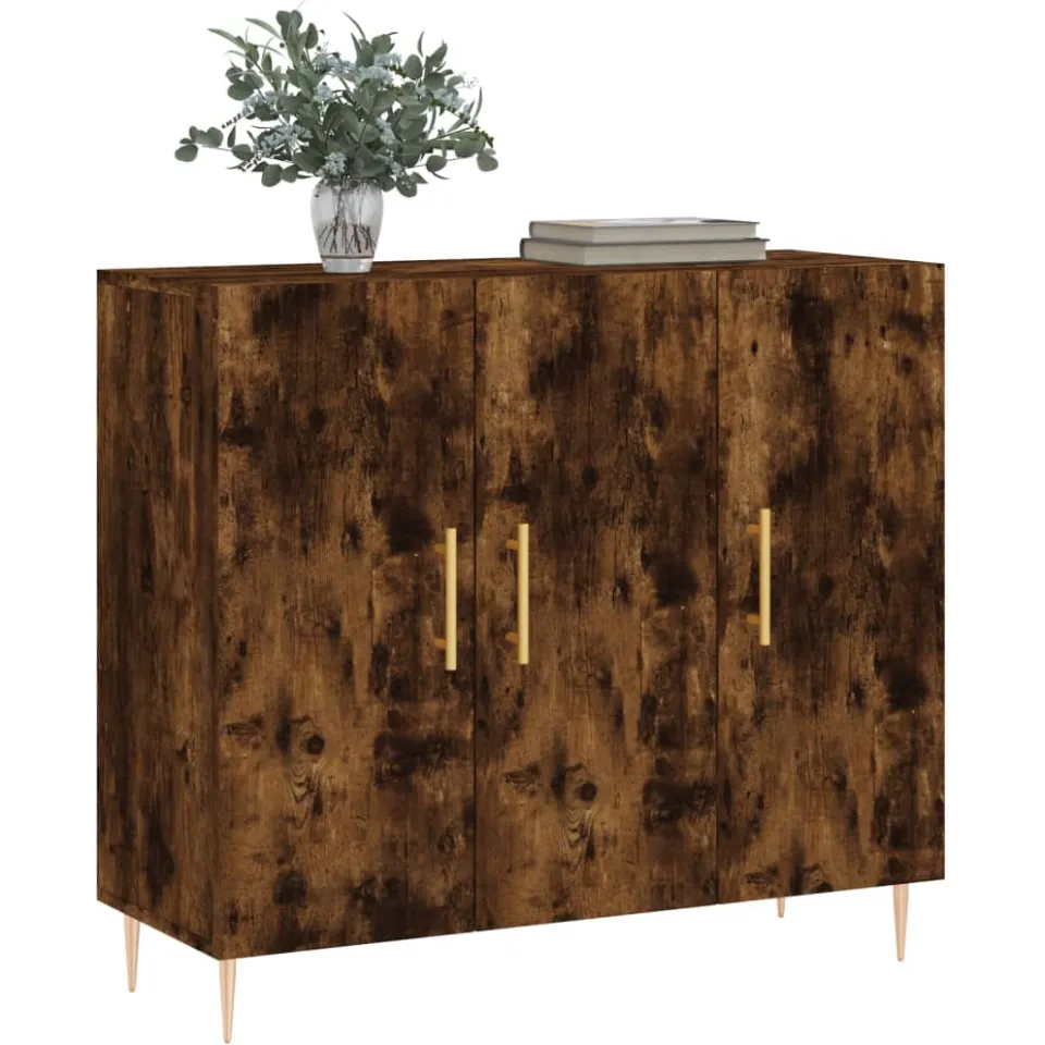vidaXL Dressoir 90x34x80 cm bewerkt hout gerookt eikenkleurig