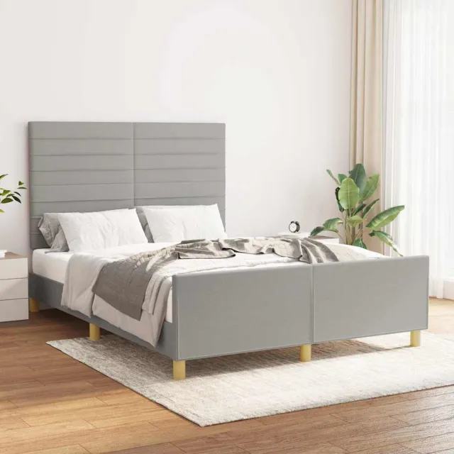 vidaXL Bedframe zonder matras stof lichtgrijs 140x190 cm grijs
