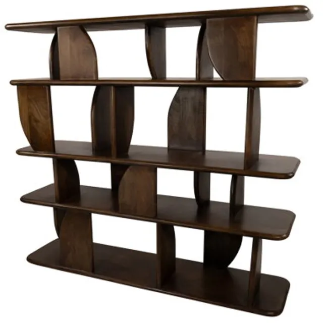 MySons Boekenkast Oregano mangohout walnoot 140x36x105 cm - Japandi