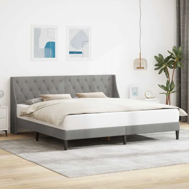 vidaXL Bedframe met hoofdeinde Lichtgrijs 180 x 200 cm Fluweel