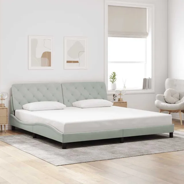 vidaXL Bedframe zonder matras 200x200 cm fluweel lichtgrijs grijs