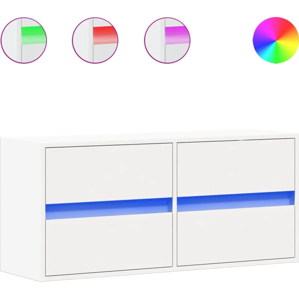 vidaXL Tv-wandmeubel met LED-verlichting 100x31x45 cm wit, foto 3