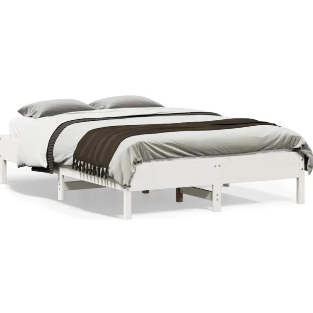 vidaXL Bedframe zonder matras massief grenenhout wit 140x190 cm