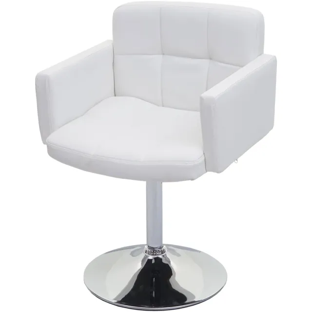 MCW Eetkamerstoel Orlando, keukenstoel draaistoel, kunstleer chroom ~ wit