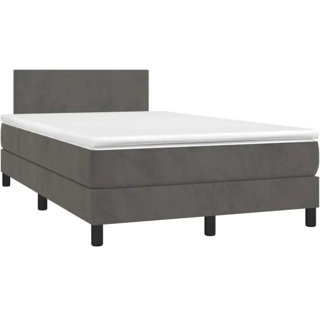 vidaXL Boxspring met matras en LED fluweel donkergrijs 120x190 cm grijs