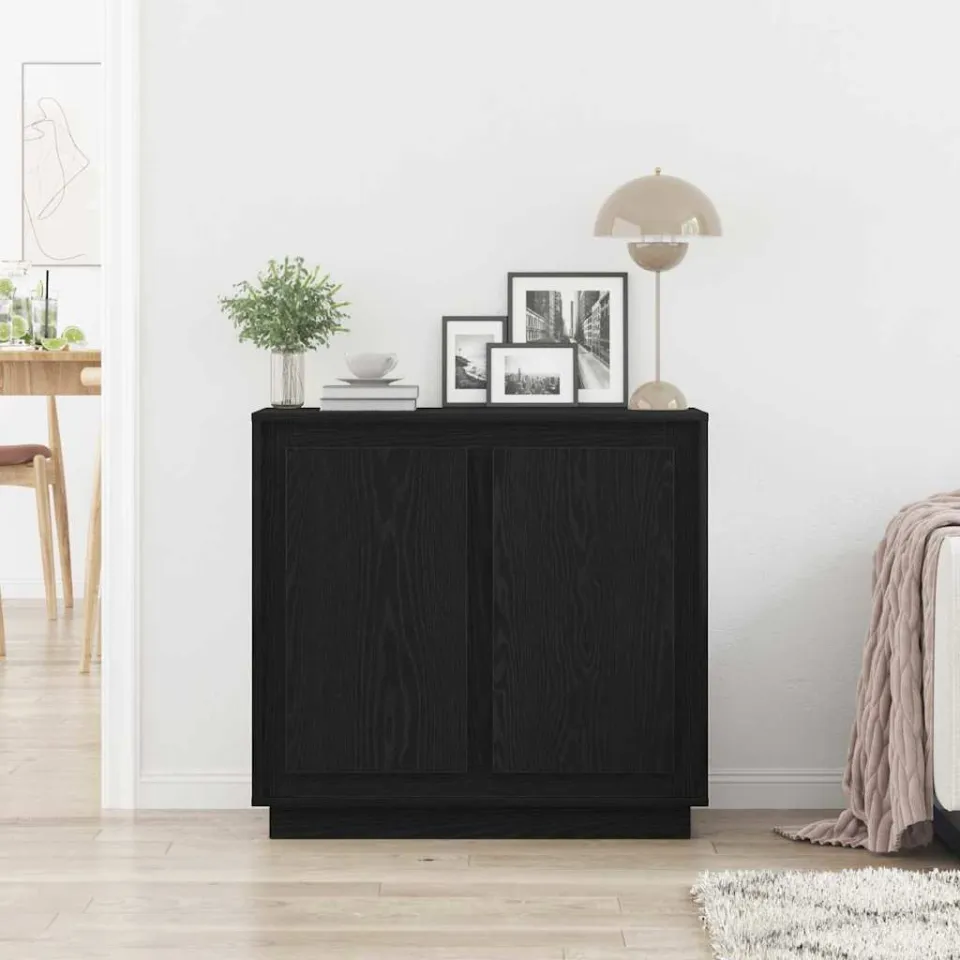 vidaXL Dressoir Zwart Eiken 80 x 40 x 75 cm Bewerkt hout, foto 3