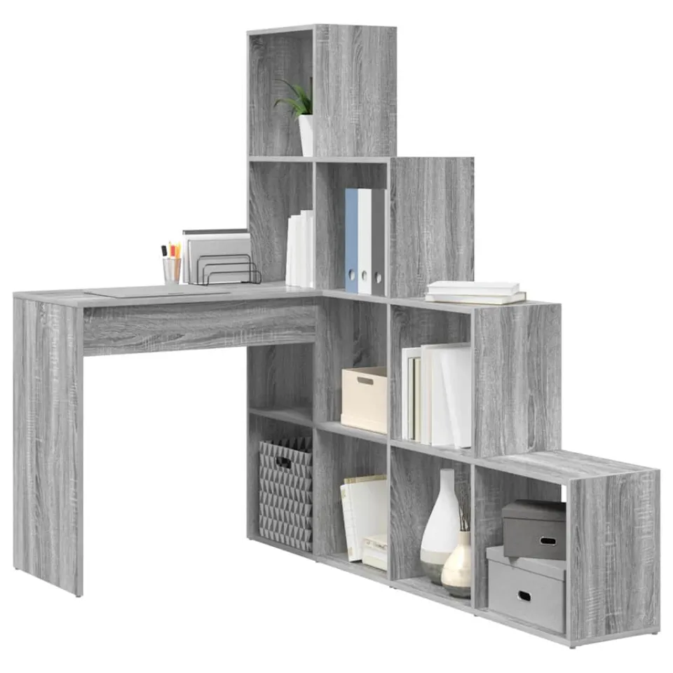vidaXL Hoekbureau Grijs Sonoma 101,5 x 149,5 x 149,5 cm Bewerkt hout