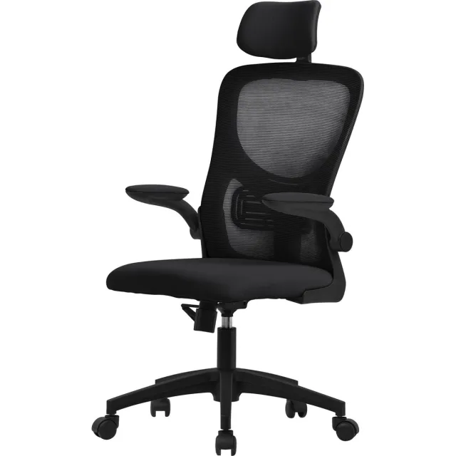 ml-design ergonomische bureaustoel, zwart, gemaakt van netstof, bureaustoel met verstelbare hoofdsteun, armleuningen, lendensteun, computerstoel met schommelfunctie, draaistoel met wielen, gamestoel