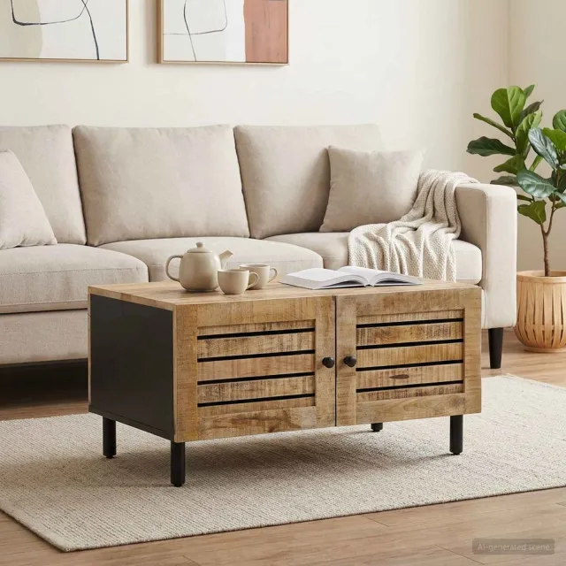 vidaXL Salontafel Naturel 80 x 50 x 40 cm Massief Mango Hout, foto 2