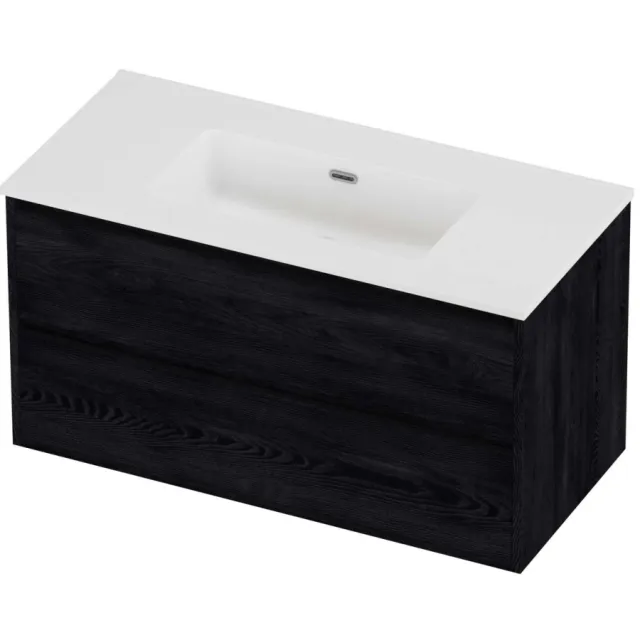 Proline Tribute Badmeubelset Porselein Elegant 2 Laden 100x46x54 cm Mat White Black Oak Eiken