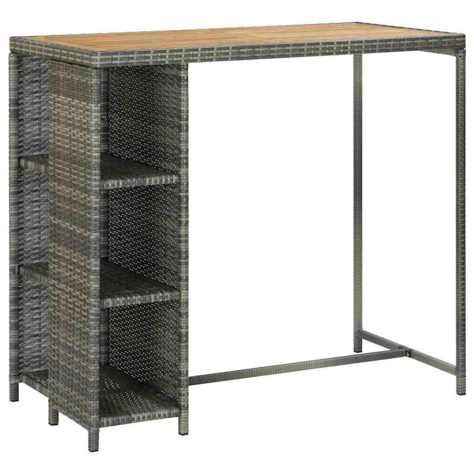 vidaXL 5-delige Tuinbarset met kussens poly rattan grijs