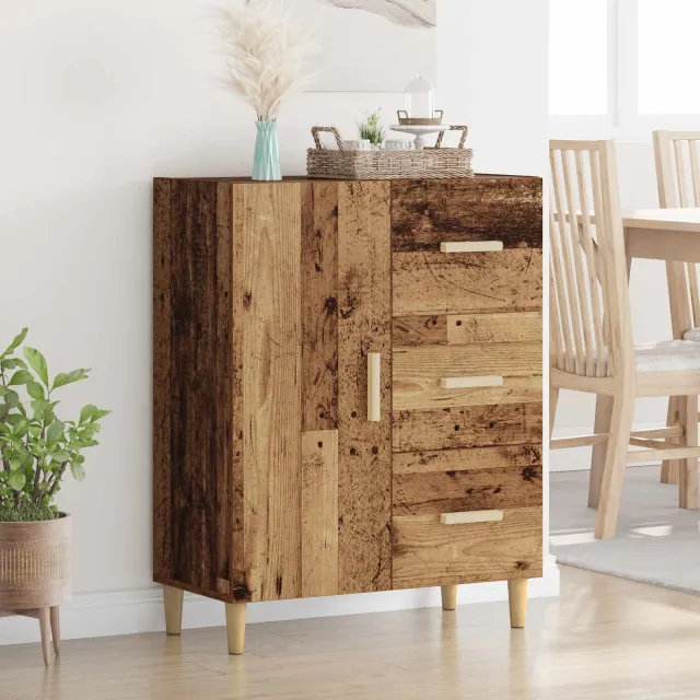 vidaXL Dressoir Oud hout 34 x 69.5 x 90 cm Bewerkt hout Bruin