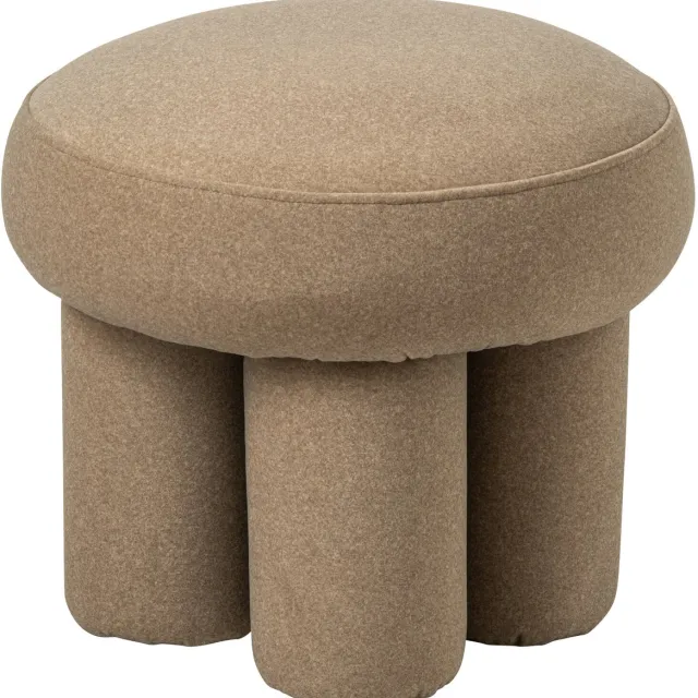 J-Line Poef met poten - multiplex/stof - beige - small