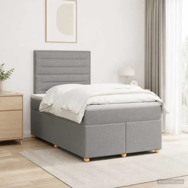 vidaXL Boxspringbed met matras Lichtgrijs 120 x 200 cm Stof