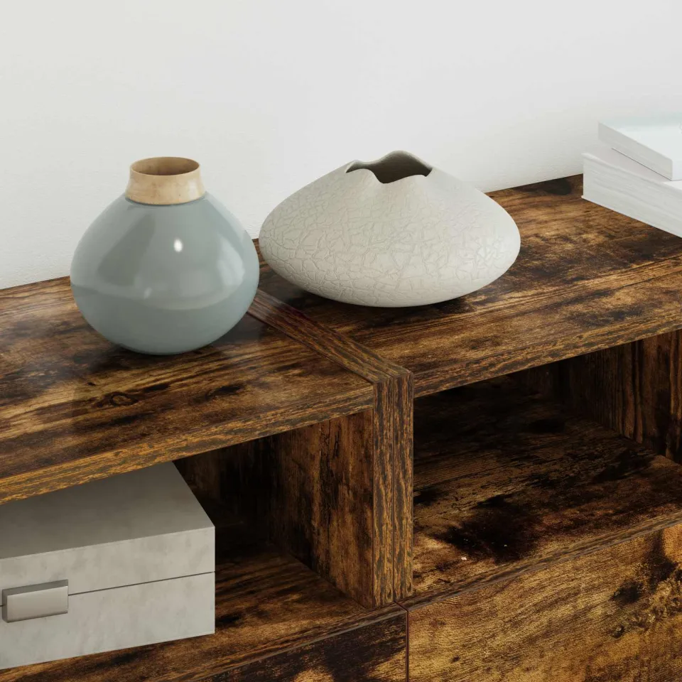 vidaXL 5-delige Tv-wandmeubelset bewerkt hout gerookt eikenkleurig, foto 3